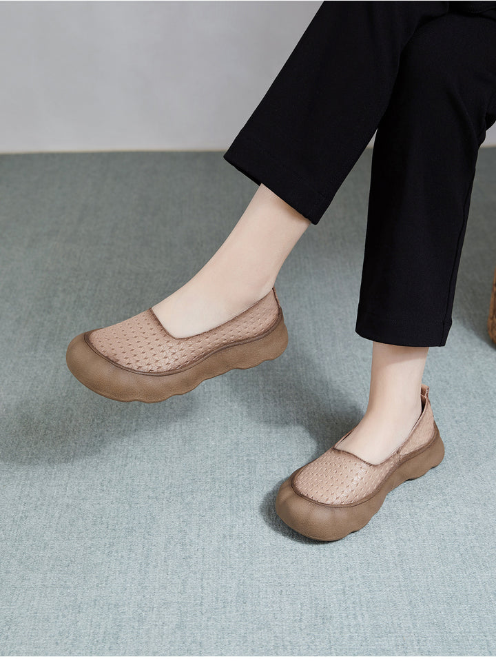 Women's Soft Leather Slip-on Flat Casual Shoes