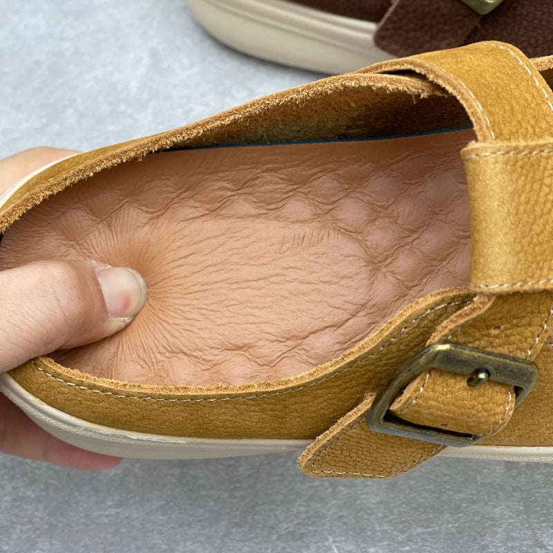 Women's Athleisure Mules - Round Toe Leather Breathable Summer Slides