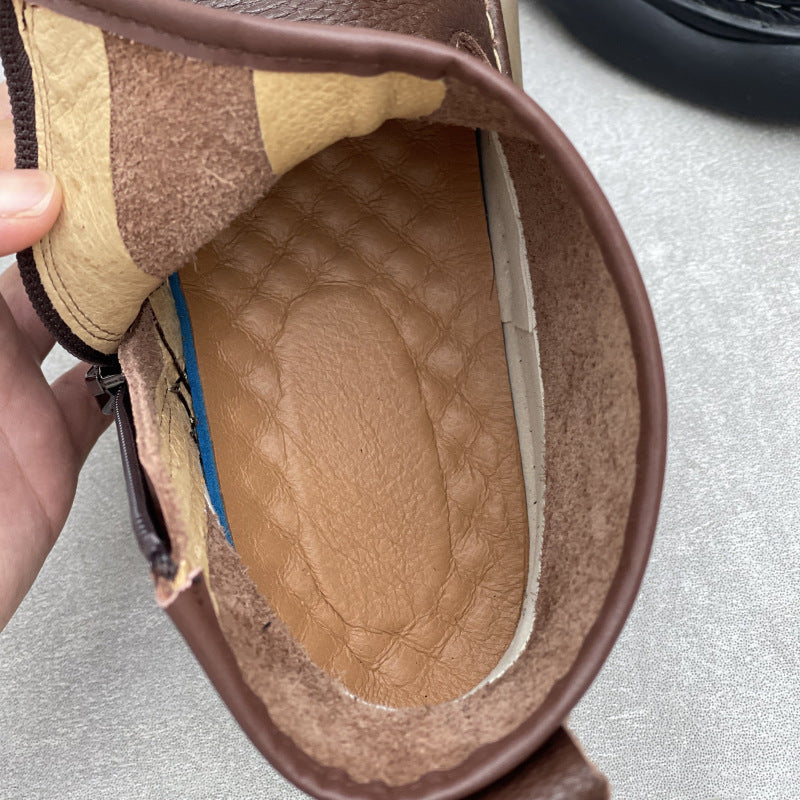 Women's Leather Zipper Ankle Boots – Casual Everyday Style