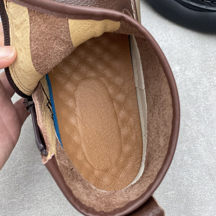 Women's Leather Zipper Ankle Boots – Casual Everyday Style