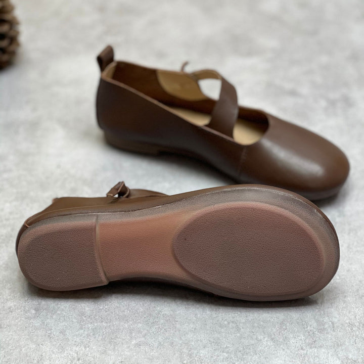 Women's Leather Mary Jane Flats – Round-Toe