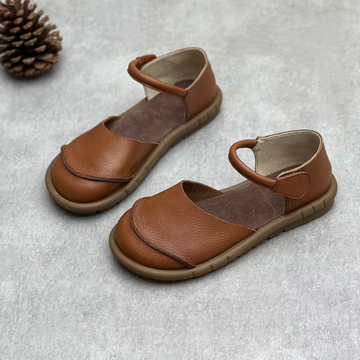 Women's Retro Handmade Genuine Leather Flats Sandals