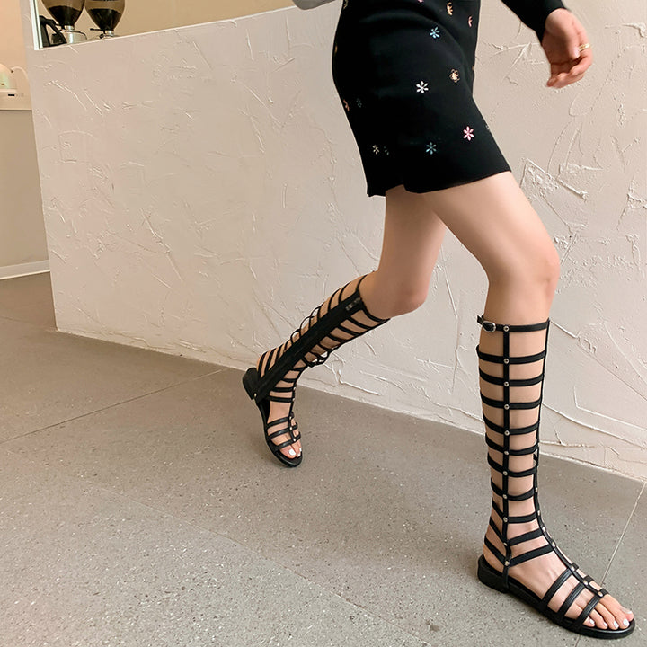 Zipper Flat Sandals for Women Gladiator Sandals Summer Boots