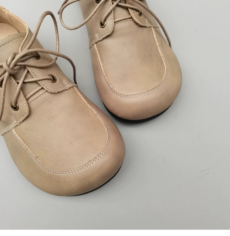 Women's Wide Toe Box Genuine Leather Lace-Up Shoes – Comfort Oxfords for Wide Feet & Bunions