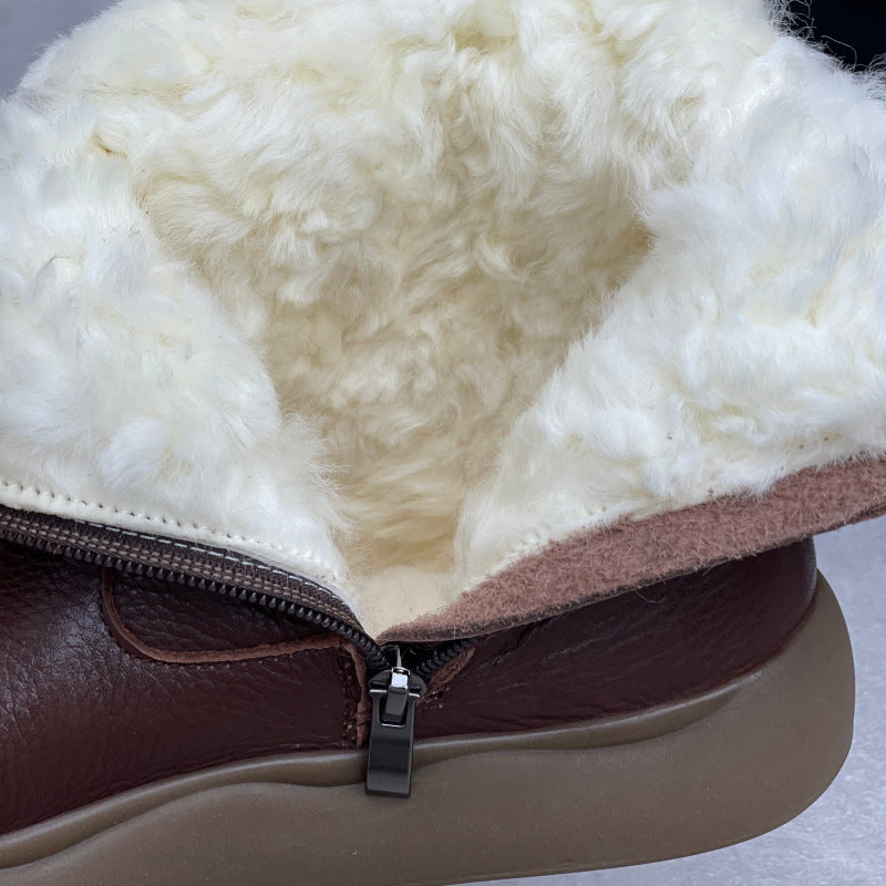 Clearance Sale Fur Lined Leather Winter Boots for Women $49.99 - Black/US8/CN39/245