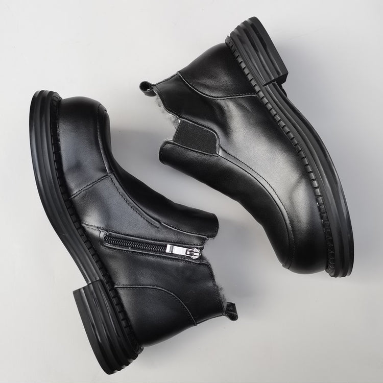 Women's British-Style Wide Toe Derby Boot – Wool Plush, Comfortable Fit