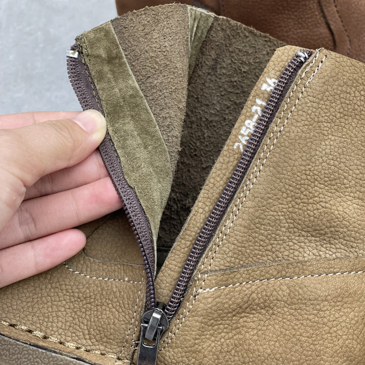 Women's Minimalist Leather Zipper Ankle Boots – Everyday Style