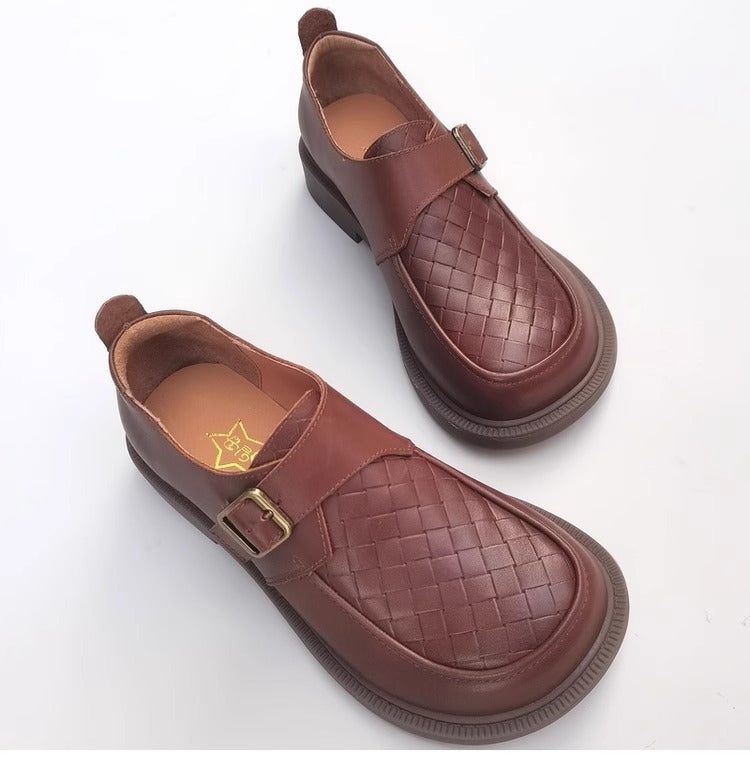 Genuine Leather Women's Loafers - Wide Fit & Big Toe Box British Style Slip-On