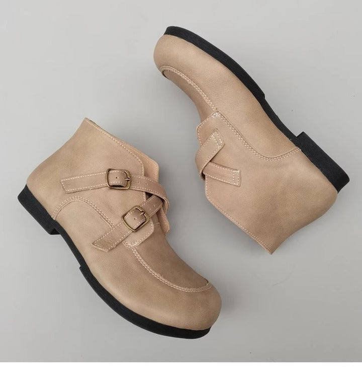 Womens Big Toe Box Genuine Leather Wide Fit Ankle Boots - Comfort Shoes for Wide/High Instep Feet