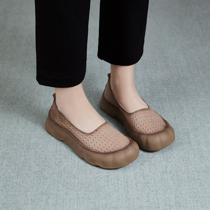 Women's Soft Leather Slip-on Flat Casual Shoes