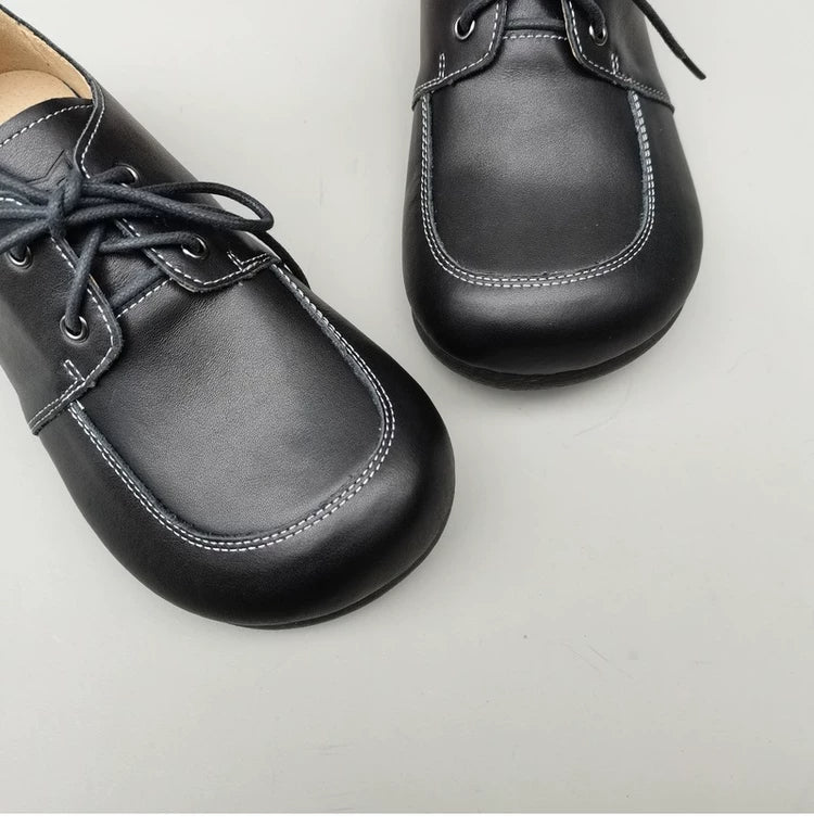 Women's Wide Toe Box Genuine Leather Lace-Up Shoes – Comfort Oxfords for Wide Feet & Bunions