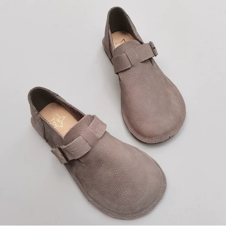 Women's Genuine Leather Loafers Extra Wide Toe Box Soft Sole Slip On Flat Shoes