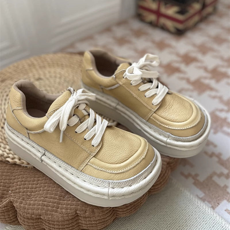 Women's Chunky Platform Lace-Up Low-Top Casual Shoes – Ugly-Cute Style