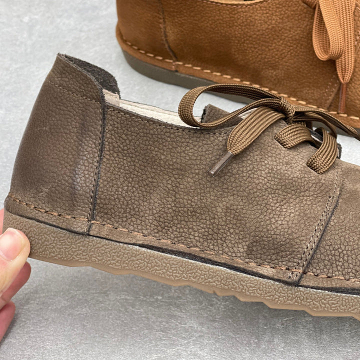Women’s Soft Leather Lace-Up Flats – Comfortable Everyday Shoes