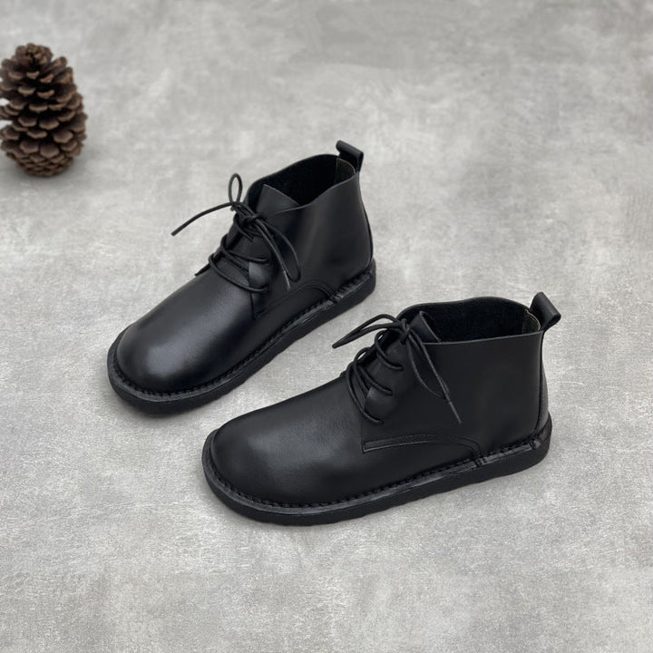 Women's Minimalist Leather Lace-Up Ankle Boots – Everyday Style