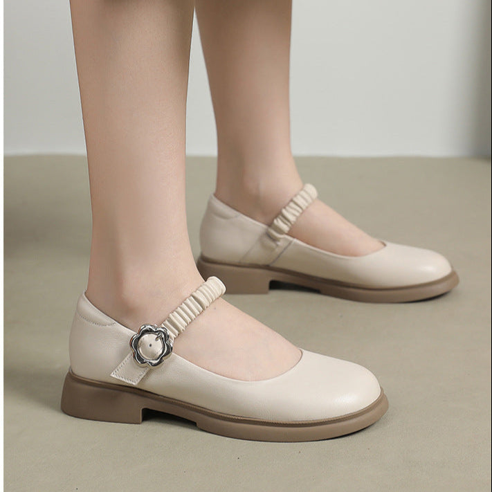 Cute Women's Leather Mary Jane Flats – Comfortable Everyday Shoes