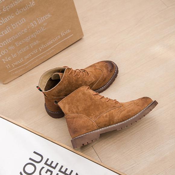 Women's Suede Lace Up Brogue Boots