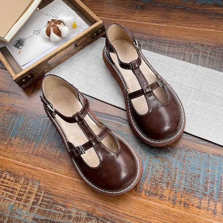 Womens Mori Literary Style Closed Toe Side Hollow Sandals