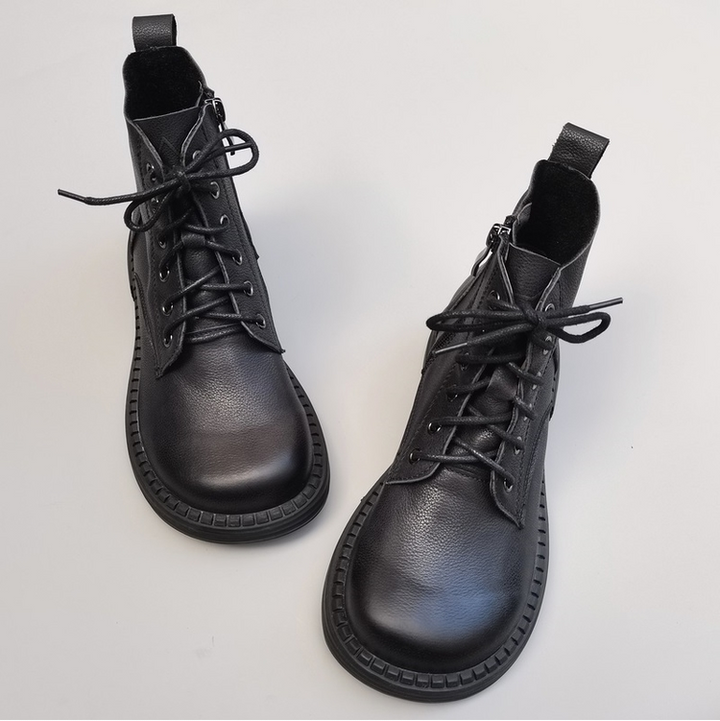 Wide-toe Box Handmade Genuine Leather Ankle Boots Casual Comfortable Women's Shoes