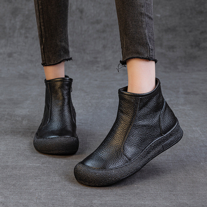 Women's Casual Round Toe Zipper Ankle Boots – Everyday Style