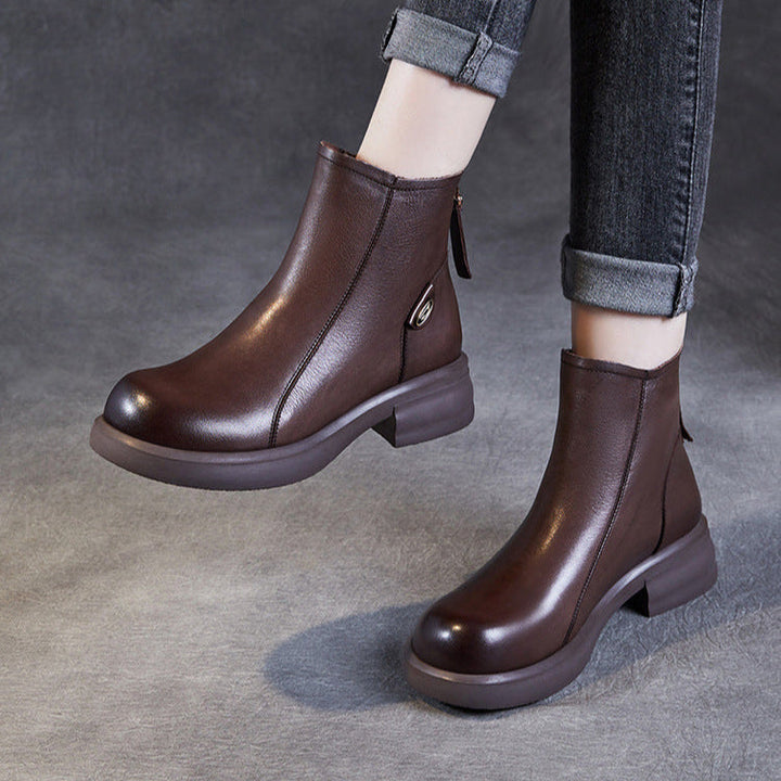 Women's Casual Genuine Leather Ankle Boots – Comfortable for Daily Wear