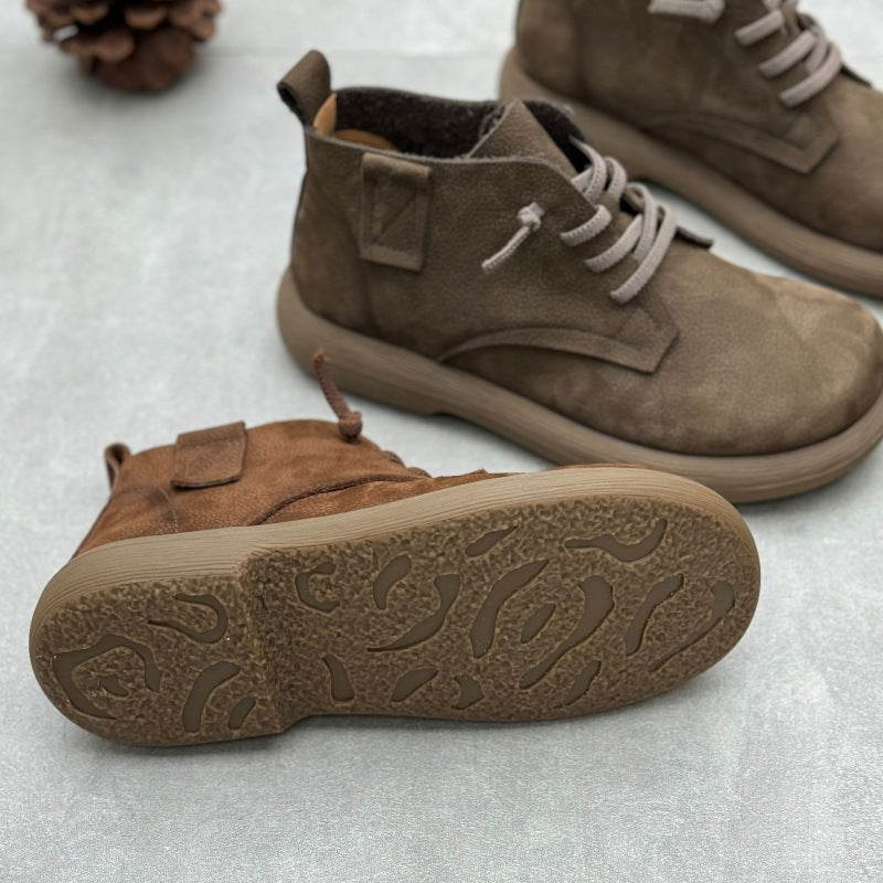 Casual Comfortable Lace-up Genuine Leather Women's Boots