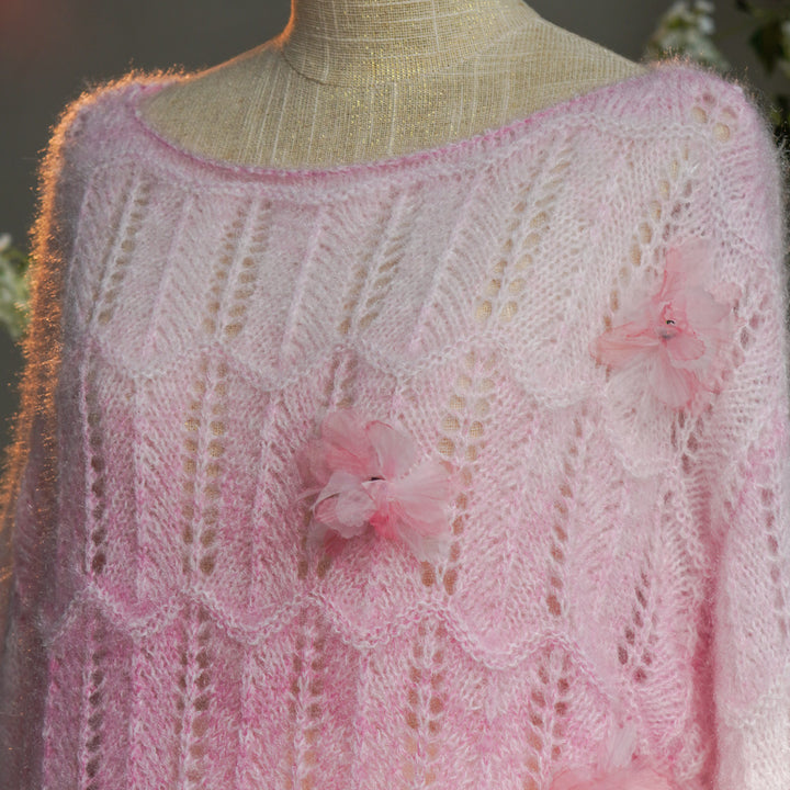 Lazy Gentle Wool Gradient Round Neck Pullover Sweater