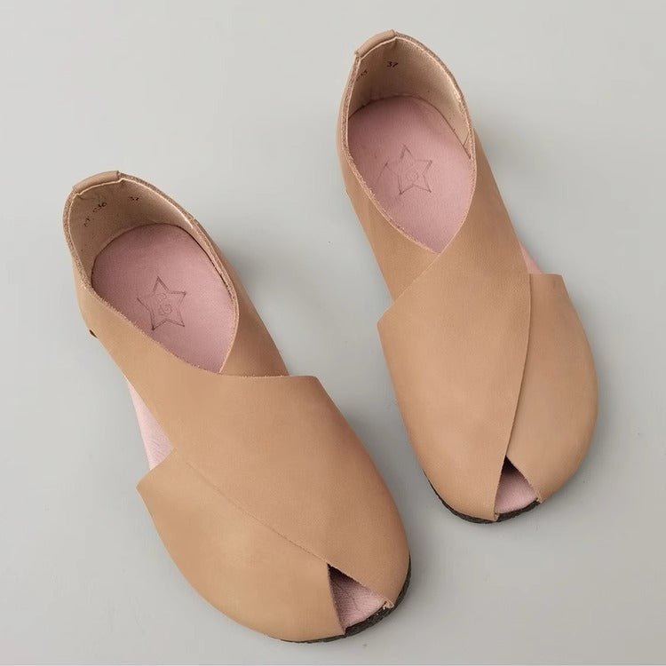 Women's Handmade Leather Side Hollow Out Breathable Comfort Sandals