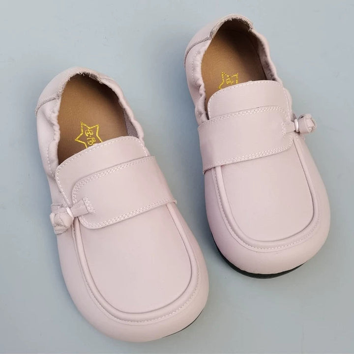 Women's Wide Toe Box Genuine Leather Loafers Soft Flat Slip On Comfort Shoes