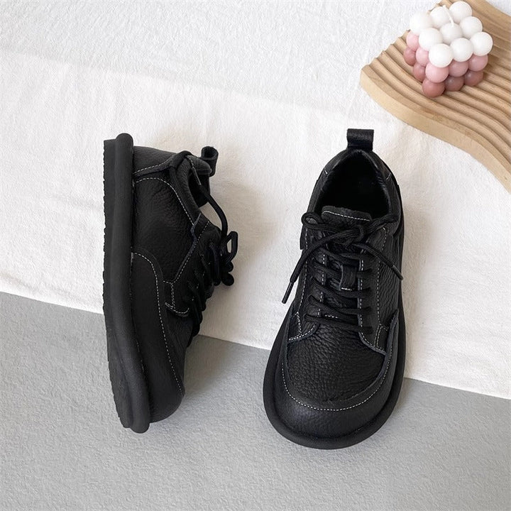 Women's Vintage Leather Lace-Up Flat Casual Shoes