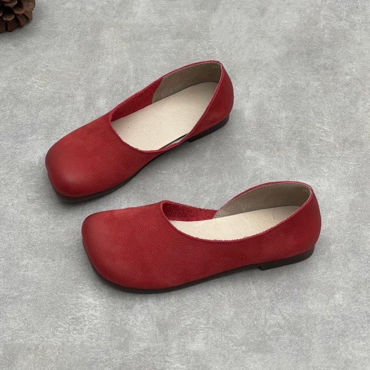 Women’s Handmade Leather Slip-On Flats – Asymmetric Comfortable Casual Shoes