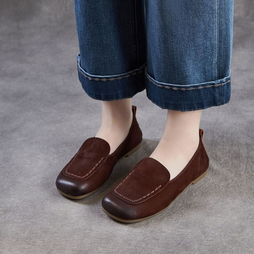 Women's Leather Soft-Sole Retro Casual Flats — Everyday Walking Shoes