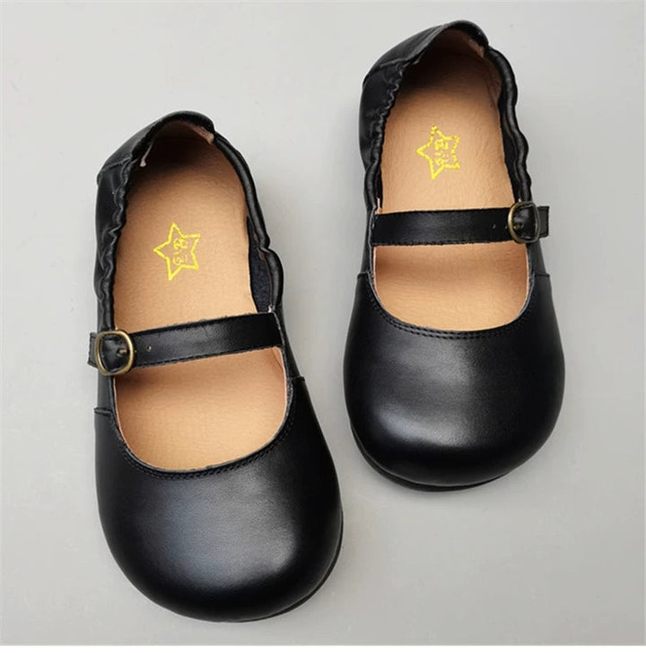 Women's Genuine Leather Wide Toe Mary Jane Shoes – Breathable Anti-Slip Flat Flats for Wide Feet & Bunions