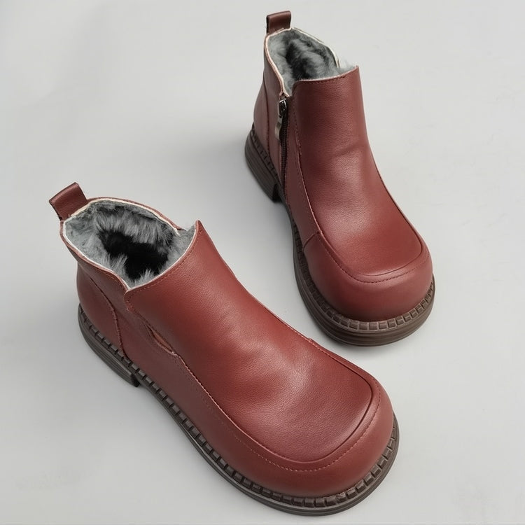 Women's British-Style Wide Toe Derby Boot – Wool Plush, Comfortable Fit