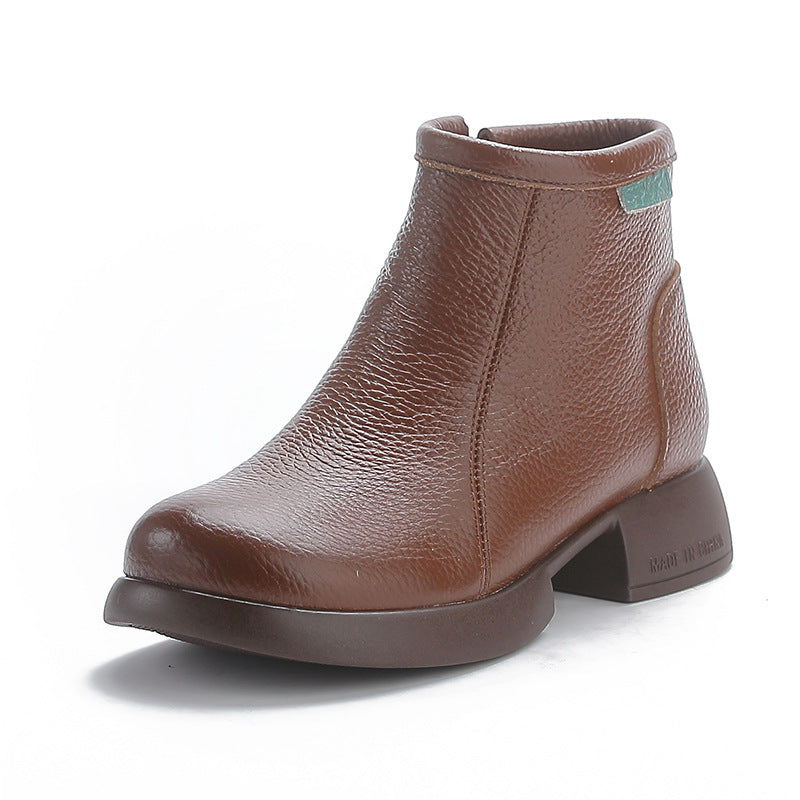 Women's Leather Side-Zip Ankle Boots – Comfortable Casual Everyday Shoes