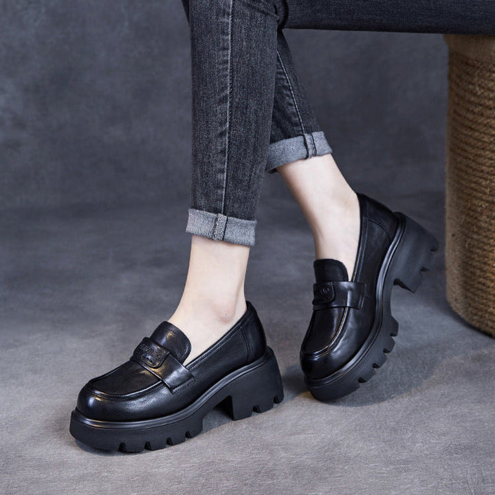 Minimalist Leather Loafers – Lightweight Platform Slip-Ons for Women