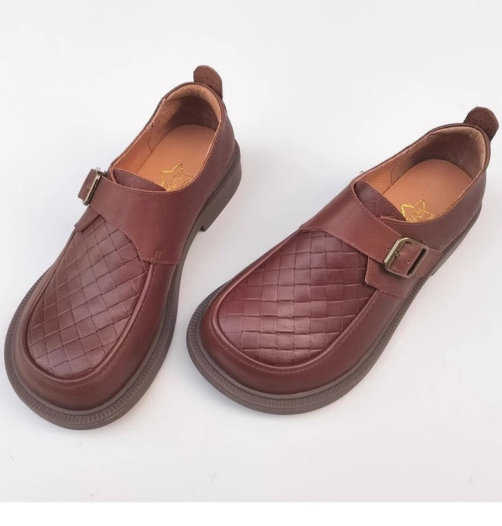 Genuine Leather Women's Loafers - Wide Fit & Big Toe Box British Style Slip-On