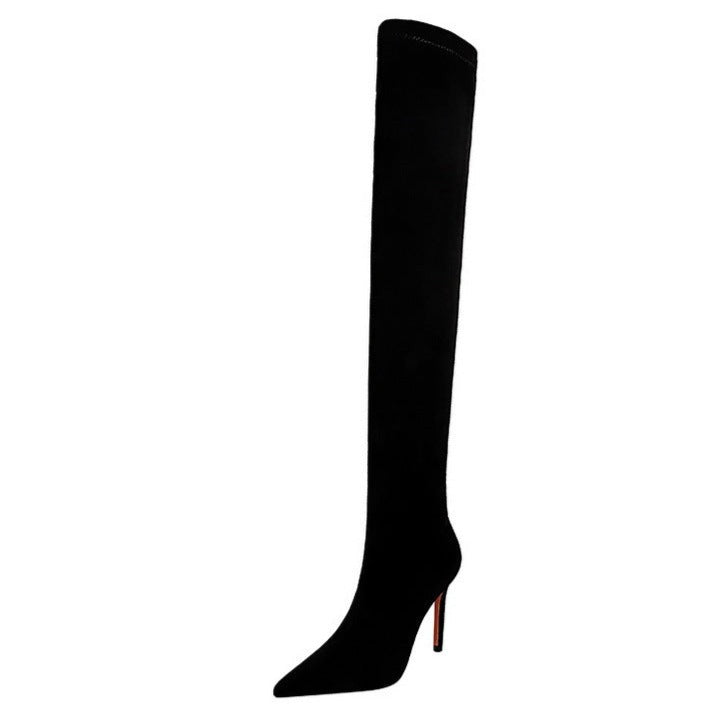 Women's Stiletto Heel Boots Suede Elastic Slim Over the Knee Shoes