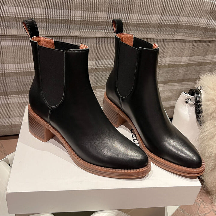 Women's Pointed Leather Handmade Chelsea Boot