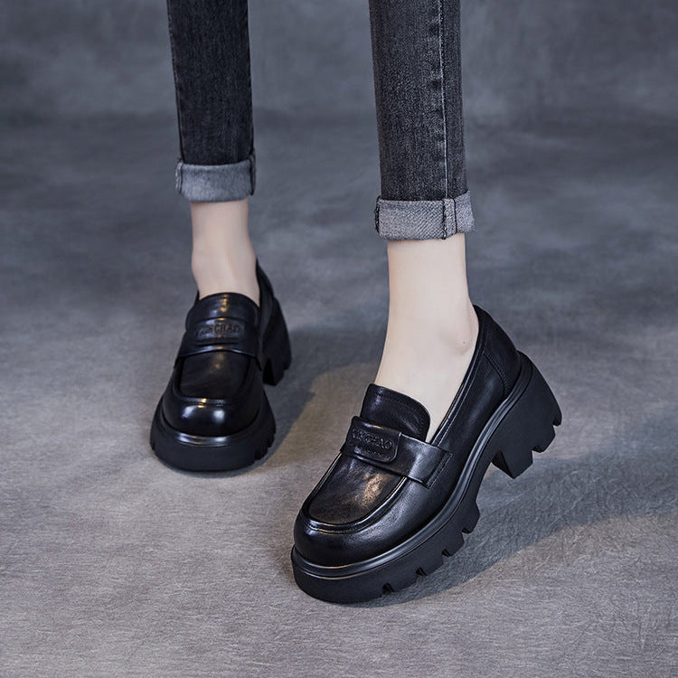Minimalist Leather Loafers – Lightweight Platform Slip-Ons for Women