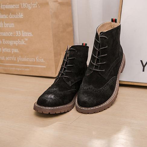 Women's Suede Lace Up Brogue Boots