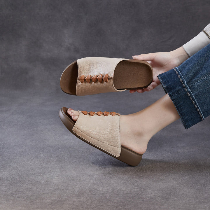 Women's Leather Open-Toe Bohemian-Style Slides & Mules