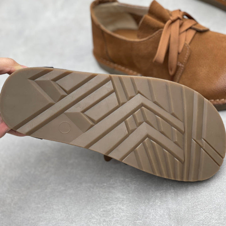 Women’s Soft Leather Lace-Up Flats – Comfortable Everyday Shoes