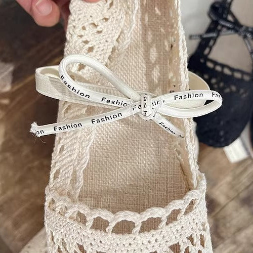 Women's Boho Bow Lace Hollow Out Sandals