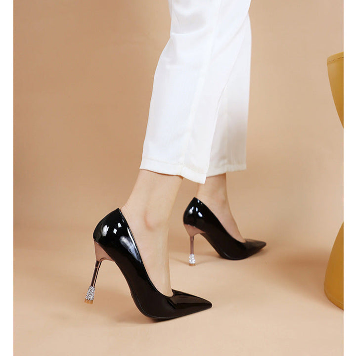 Women's Patent Leather Pointed Toe Stiletto Heels Pumps