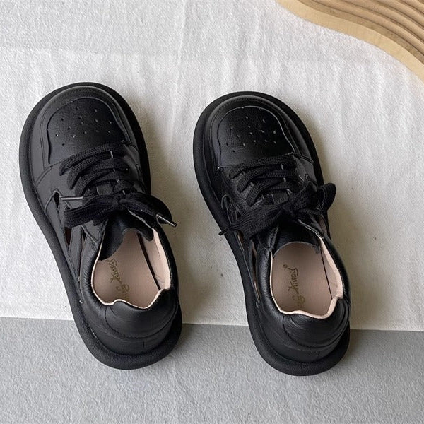 Women's Comfortable Cut-Out Leather Sneaker Sandals – Flat & Casual Everyday Style