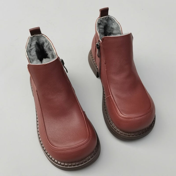 Women's British-Style Wide Toe Derby Boot – Wool Plush, Comfortable Fit