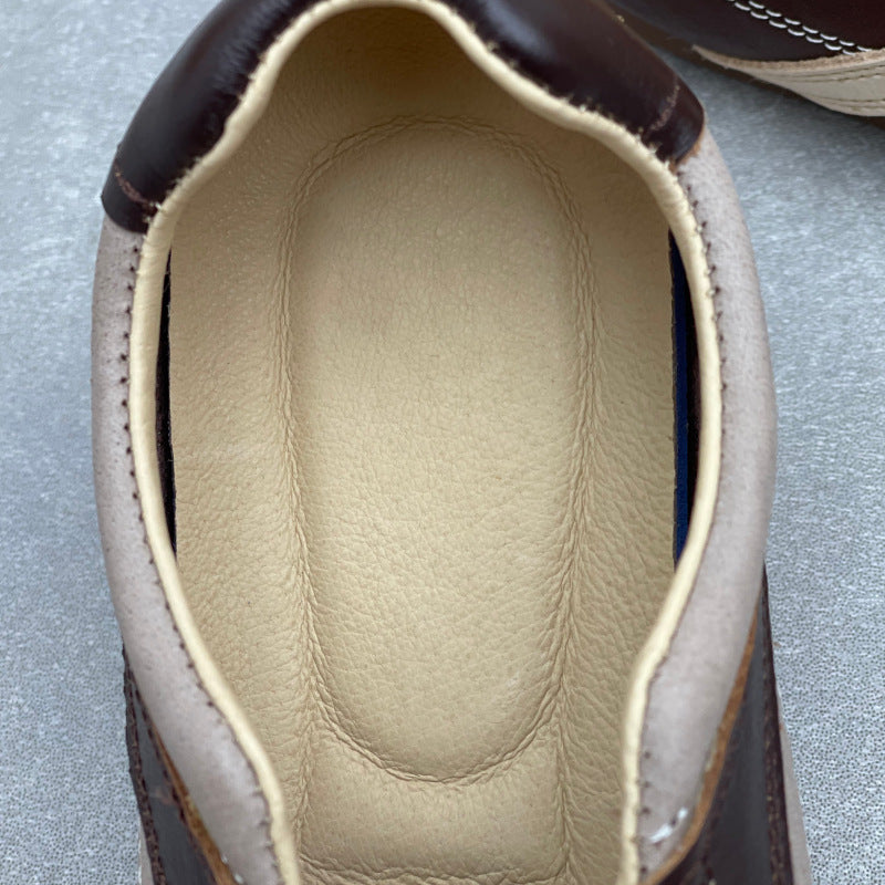 Womens Retro Leather Lace-up Mary Jane Flats Vintage Casual Walking Shoes
