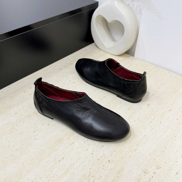 Women's Soft Sheepskin Ballet Flat Shoes Slip On Round Toe Loafers