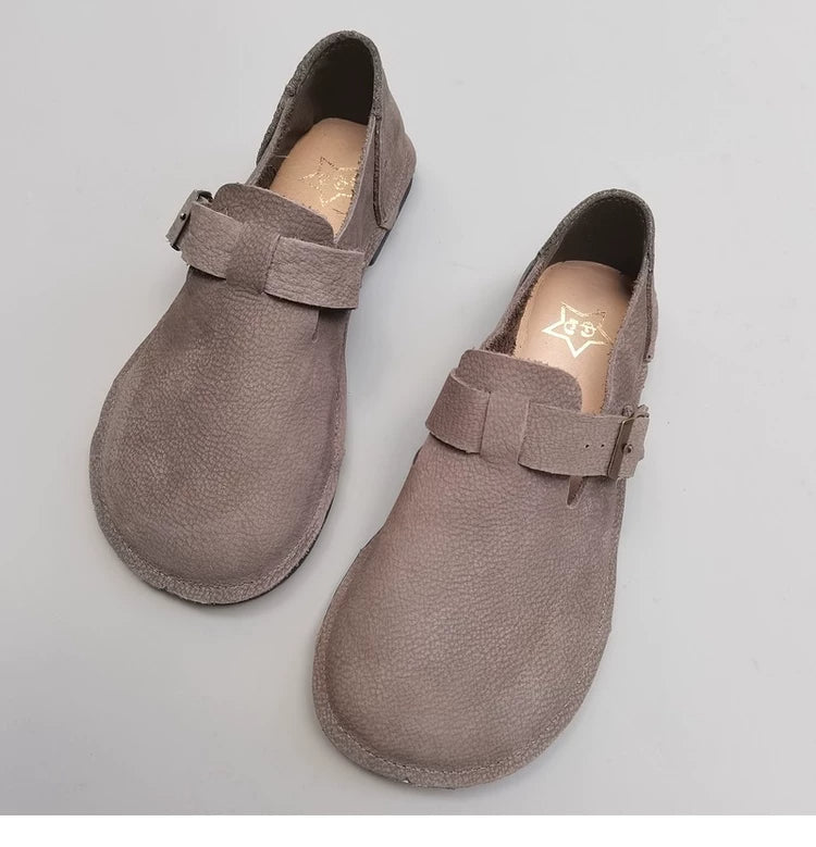 Women's Genuine Leather Loafers Extra Wide Toe Box Soft Sole Slip On Flat Shoes